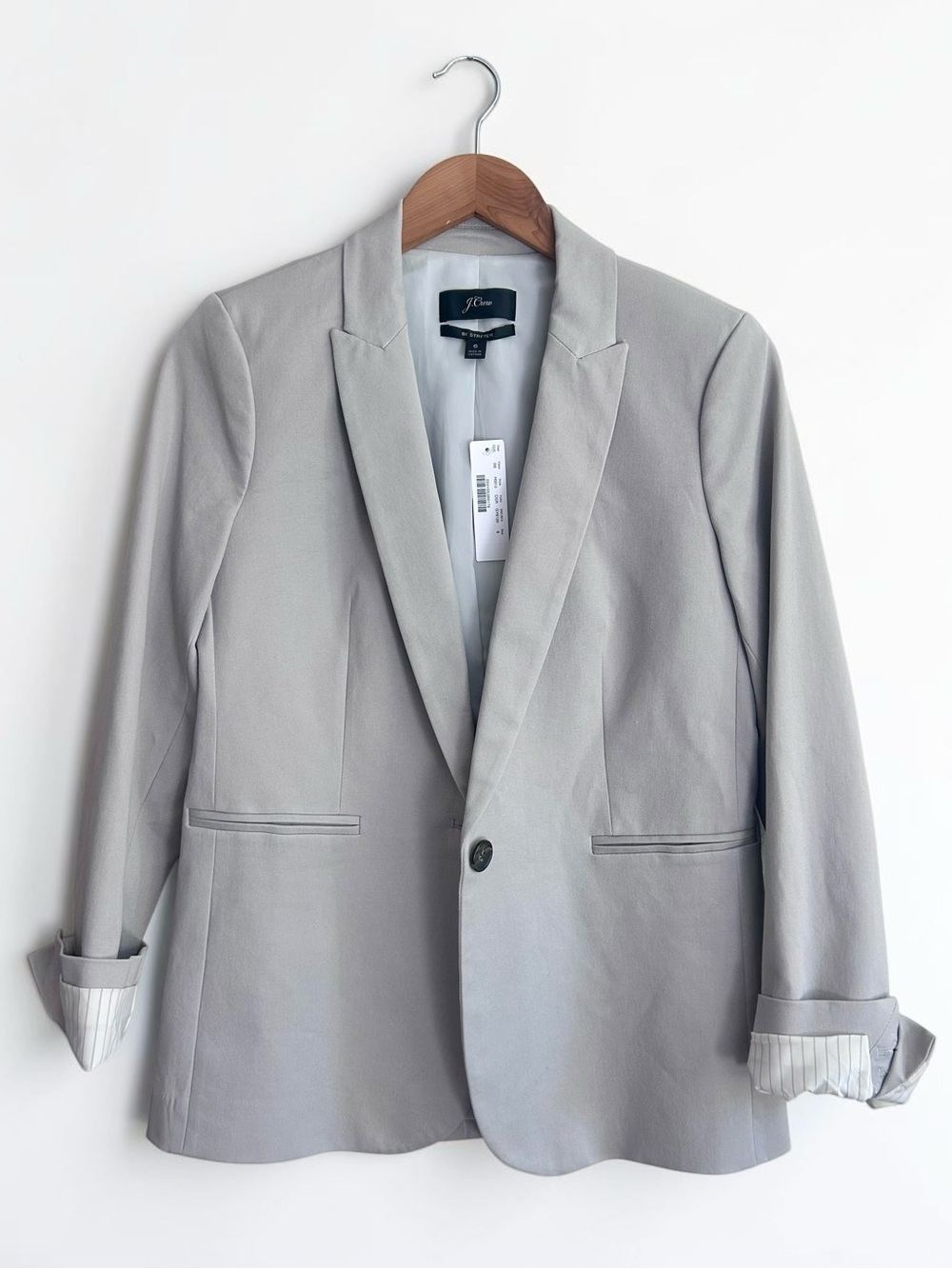 NWT J.Crew Parke Blazer Size 6 Gray Bi-Stretch One Button Jacket